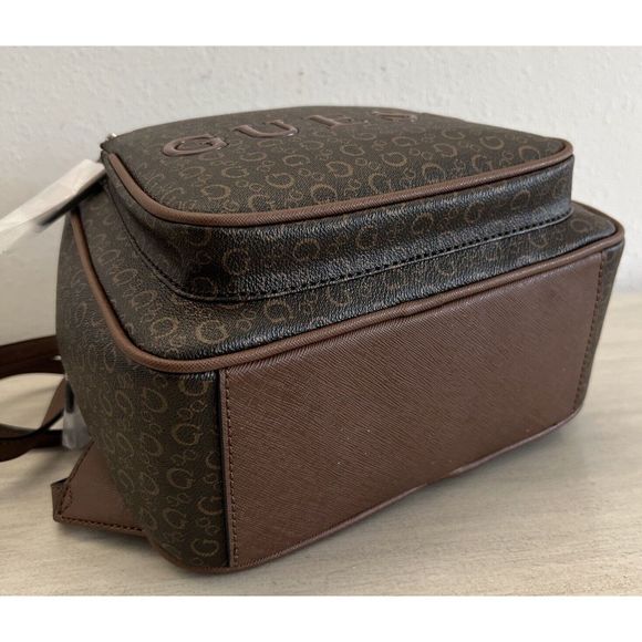 GUESS SV792630 Rodney Backpack Adjustable Purse Natural Brown Logo Signature - Picture 5 of 14